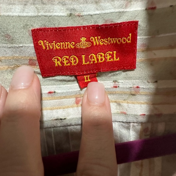 Vintage Vivienne Westwood Red Label Striped Button Down Orb Logo Top Size Small - Picture 4 of 11